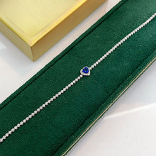 Load image into Gallery viewer, LUOWEND 18K White Gold Fine Jewelry Heart Shape Natural Sapphire Bracelet for Women
