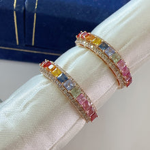 Load image into Gallery viewer, LUOWEND 18K Yellow Gold Natural Color Sapphire Ring for Women
