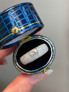 LUOWEND 18K White Gold Natural Diamond Ring for Women