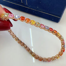 Load image into Gallery viewer, LUOWEND 18K Yellow Gold Natural Color Sapphire Bracelet for Women
