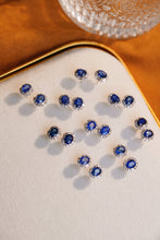 Load image into Gallery viewer, LUOWEND 18K White Gold Real Natural Diamond and Sapphire Earrings for Women
