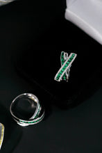 Load image into Gallery viewer, LUOWEND 18K White Gold Natural Diamond and Emerald Ring for Women
