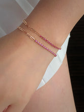 Load image into Gallery viewer, LUOWEND 18K White/Yellow Gold Fine Jewelry Natural Ruby Bracelet for Women
