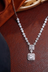 LUOWEND 18K White Gold Real Natural Diamond Necklace for Women