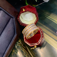 Load image into Gallery viewer, LUOWEND 18K White and Yellow Gold Real Natural Diamond Ring for Women
