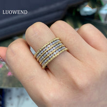Load image into Gallery viewer, LUOWEND 18K White and Yellow Gold Real Natural Diamond Ring for Women
