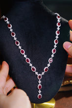 Load image into Gallery viewer, LUOWEND 18K White Gold Real Natural Diamond and Ruby Necklace for Women
