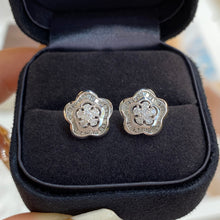 Load image into Gallery viewer, LUOWEND 18K White Gold Real Natural Diamond Stud Earrings for Women
