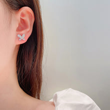 Load image into Gallery viewer, LUOWEND 18K White or Rose Gold Real Natural Diamond Stud Earrings for Women
