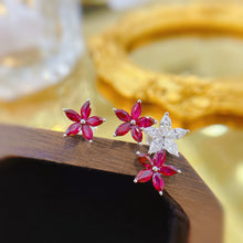 Load image into Gallery viewer, LUOWEND 18K White Gold Real Natural Ruby and Diamond Gemstone Earrings for Women
