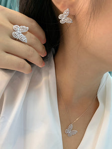 LUOWEND 18K White Gold Real Natural Diamond Pendant Necklace for Women