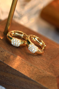 LUOWEND 18K Yellow Gold Real Natural Diamond Hoop Earrings for Women