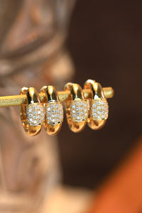 LUOWEND 18K Yellow Gold Real Natural Diamond Hoop Earrings for Women
