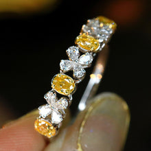 Load image into Gallery viewer, LUOWEND 18K White Gold Natural Yellow Diamond Ring for Women
