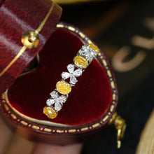 Load image into Gallery viewer, LUOWEND 18K White Gold Natural Yellow Diamond Ring for Women
