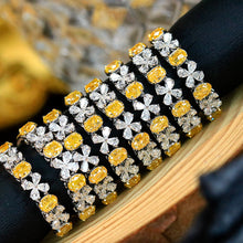 Load image into Gallery viewer, LUOWEND 18K White Gold Natural Yellow Diamond Ring for Women
