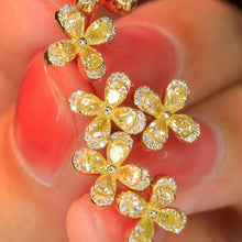 Load image into Gallery viewer, LUOWEND 18K Yellow Gold Real Natural Yellow Diamond Stud Earrings for Women

