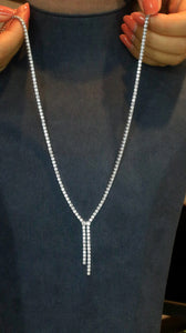 LUOWEND 18K White Gold Real Natural Diamond Tennis Necklace for Women