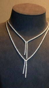 LUOWEND 18K White Gold Real Natural Diamond Tennis Necklace for Women