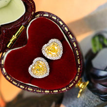Load image into Gallery viewer, LUOWEND 18K White Gold Real Natural Yellow Diamond Stud Earrings for Women
