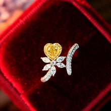 Load image into Gallery viewer, LUOWEND 18K White Gold Natural Yellow Diamond Ring for Women
