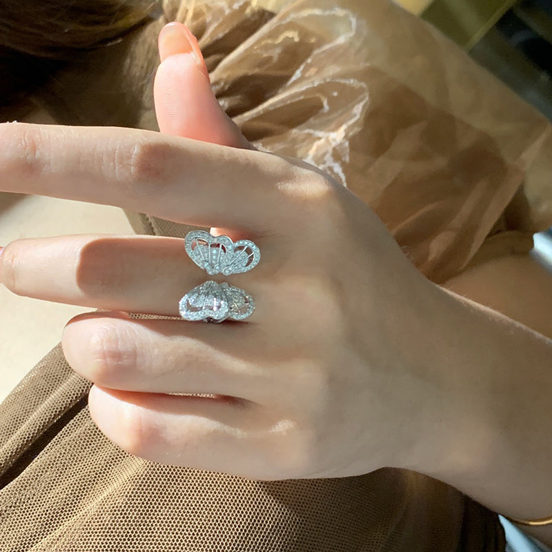 LUOWEND 18K White Gold Real Natural Diamond Ring for Women