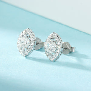 LUOWEND 18K White Gold Real Natural Diamond Stud Earrings for Women