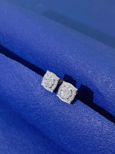 LUOWEND 18K White or Rose Gold Real Natural Diamond Stud Earrings for Women