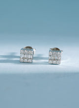 Load image into Gallery viewer, LUOWEND 18K White or Rose Gold Real Natural Diamond Stud Earrings for Women
