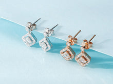 Load image into Gallery viewer, LUOWEND 18K White or Rose Gold Real Natural Diamond Drop Earrings for Women
