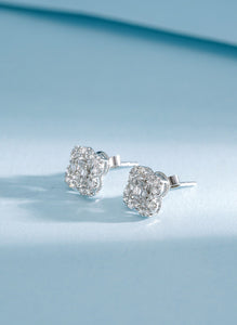 LUOWEND 18K White or Rose Gold Real Natural Diamond Stud Earrings for Women