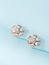 Load image into Gallery viewer, LUOWEND 18K White or Rose Gold Real Natural Diamond Stud Earrings for Women
