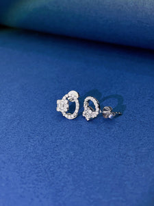 LUOWEND 18K White or Rose Gold Real Natural Diamond Stud Earrings for Women