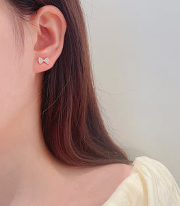 LUOWEND 18K White or Rose Gold Real Natural Diamond Stud Earrings for Women
