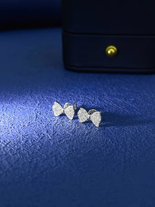 LUOWEND 18K White or Rose Gold Real Natural Diamond Stud Earrings for Women