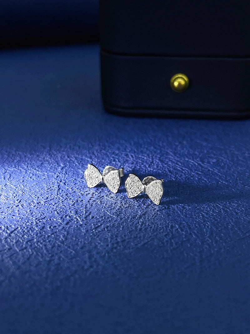 LUOWEND 18K White or Rose Gold Real Natural Diamond Stud Earrings for Women