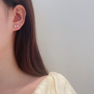 LUOWEND 18K White or Rose Gold Real Natural Diamond Stud Earrings for Women
