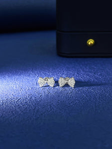 LUOWEND 18K White or Rose Gold Real Natural Diamond Stud Earrings for Women