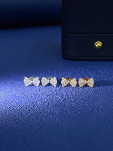 LUOWEND 18K White or Rose Gold Real Natural Diamond Stud Earrings for Women