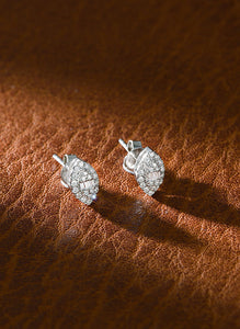 LUOWEND 18K White Gold Real Natural Diamond Stud Earrings for Women
