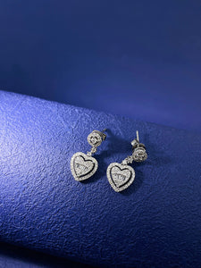 LUOWEND 18K White Gold Real Natural Diamond Drop Earrings for Women
