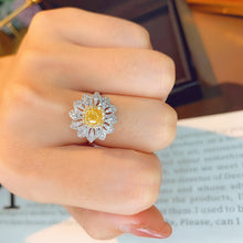 Load image into Gallery viewer, LUOWEND 18K White Gold Natural Yellow Diamond Ring for Women
