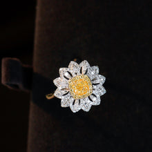 Load image into Gallery viewer, LUOWEND 18K White Gold Natural Yellow Diamond Ring for Women

