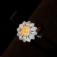 Load image into Gallery viewer, LUOWEND 18K White Gold Natural Yellow Diamond Ring for Women
