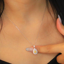 Load image into Gallery viewer, LUOWEND 18K White Gold Real Natural Yellow Diamond Pendant Necklace for Women
