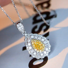 Load image into Gallery viewer, LUOWEND 18K White Gold Real Natural Yellow Diamond Pendant Necklace for Women
