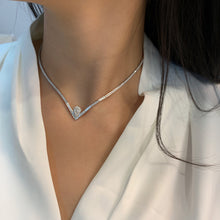 Load image into Gallery viewer, LUOWEND 18K White Gold Natural Diamond Necklace for Women
