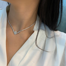 Load image into Gallery viewer, LUOWEND 18K White Gold Natural Diamond Necklace for Women
