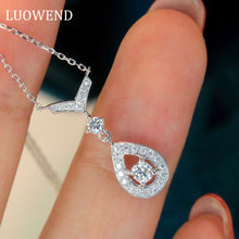 Load image into Gallery viewer, LUOWEND 18K White Gold Natural Diamond Necklace for Women
