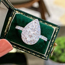 Load image into Gallery viewer, LUOWEND 18K White Gold Real Natural Diamond Ring for Women
